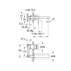 Εντοιχισμένη Μπαταρία 1 Εξόδου Grohe Bauedge 20474000 Χρωμέ Εντοιχισμένη Μπαταρία 1 Εξόδου Grohe Bauedge 20474000 Χρωμέ